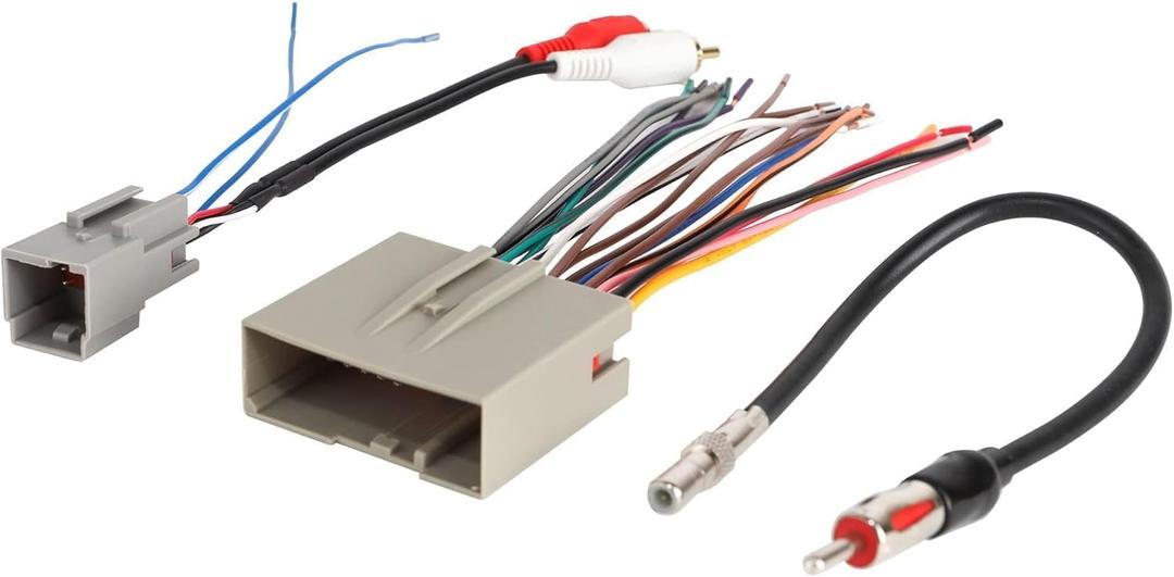 NuIth Car Radio Stereo Wire Harness Connector Antenna Adapter for Ford 2006-2012, Lincoln 2006-2010, Mercury 2006-2009 Fit OEM Radio Amplifier Wiring Harness RCA Adaptor Plug Installation