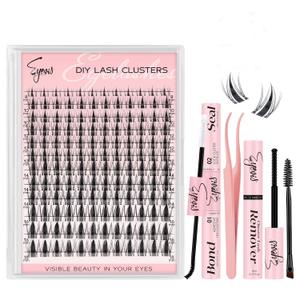 EYEVIS Fairy Lash Clusters Kit 144PCS Ultra-Thin Invisible Band Lash Extension Kit 8-18mm Manga Eyelash Extension Kit C Curl Lash Clusters Wet-Look Anime DIY at Home Fairy Kit,8-18mm