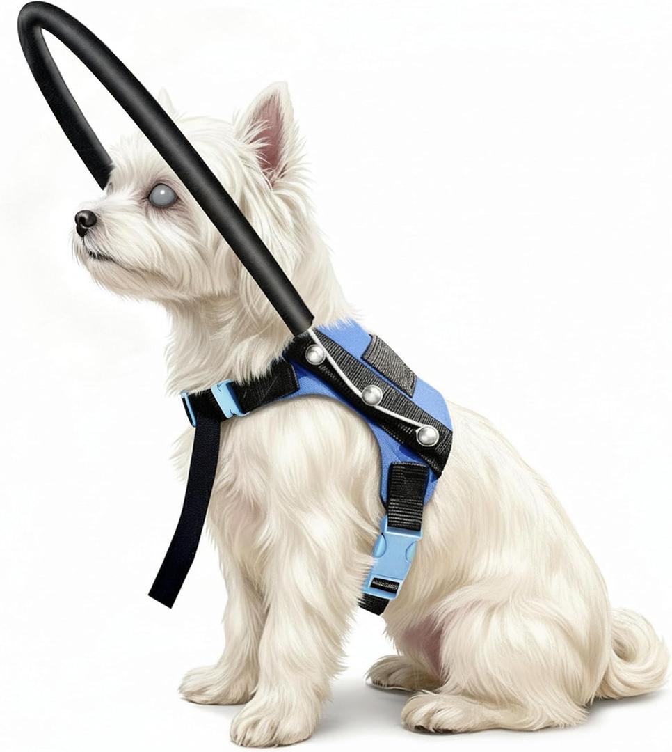 Adjustable Blind Dog Halo Harness, Protective Collar & Guiding Device, Safe and Confident Navigation Guiding Aid for Visually Impaired Pets (8.5-12.5in)