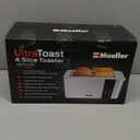 Mueller UltraToast Full Stainless Steel Toaster 4 Slice, Long Extra-Wide Slots for Bagels and Waffles, 6 Browning Levels, LED Display, Cancel/Defrost/Reheat Functions & Removable Tray, Kitchen Gadgets