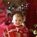 2 x LOVESTOWN Light Up Reindeer Antlers Headband, Christmas Reindeer Headband LED Plush Reindeer Headband for Christmas Party Costume