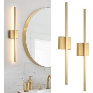 Wall Sconces Set of Two,LED Hardwired Dimmable Wall Sconce,Gold Wall Sconce for Bathroom, Living Room, Bedroom, Hardwired 3000K 28 Inch (2 Pack)