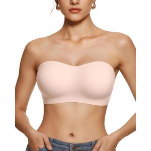 Vertvie Straplss Push UP Bas Seamless Wireless Bandeau Bra Comfortable, Supportive, and Versatile for Everyday Wear (Nude,Medium) (M)