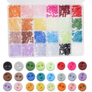 Youmeizer 1200pcs Tiny Plastic Buttons 4.4mm(11/64") 2 Hole Mini Resin Round Button for Dolls Clothing Sewing Accessories DIY Hand Sewing AIDS Doll Clothes (24 Colors Mixed 1200pcs, 4.4mm(11/64")①)