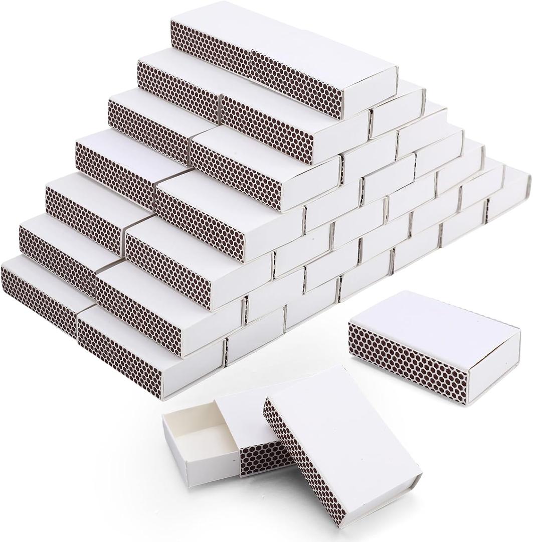 Hokoad 120 PCS Blank Matches Containers DIY Match Holder Blank Match Storage Boxes with Double-Sided Striker for Wedding Bridal Baby Shower Birthday Party Favor, No Matches