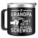 2 x Grandpa Gifts for Fathers Day - Funny Birthday Christmas Gifts for Grandfather from Granddaughter Grandson - 16 Oz Tumbler Mug black