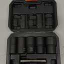 THINKWORK 1/2 Inch Drive Lug Nut Removal Tool, 6 Pieces Wheel Lock Removal Kit, Lug Nut Remover for Stripped, Rounded, Frozen, Rusted Bolts