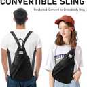 Women's Crossbody Rope Sling Bag - Convertible Chest Bag & Casual Daypack, Water-Resistant Backpack for Travel, Cycling, Hiking, Black