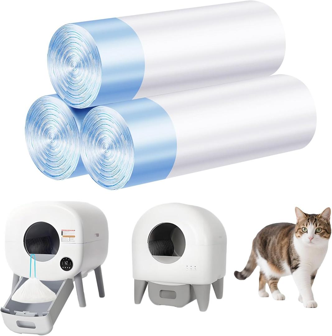 Cat Litter Bags 60 Count, 26.37"X15.74" Drawstring Close Litter Box Liners for Automatic Litter Box,Thick Cat Poop Bags,Easy to Clean,Heavy Duty Robot Bag for Self-Cleaning Box