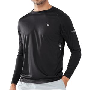 NORTHYARD Men's Sun Protection Shirts UPF 50+ Long Sleeve Swim Rash Guard Shirt Running Workout Athletic Hiking UV Fishing (Large, Black)