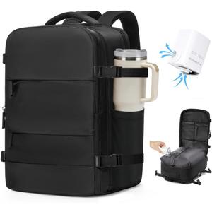 VGCUB Vacuum Backpack Travel with Pump Vacpack System Storage Compression Carry on Laptop Work Business Waterproof College Bags Casual Daypack Backpacks for Women Men Black