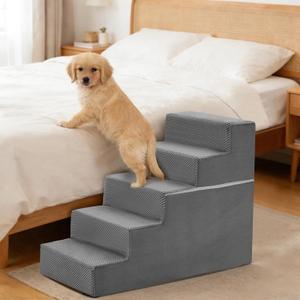 5-Step Dog Stairs for Large Dogs and Cats, 23in H Dog Steps for Couch, Sofa, Chair, Non-Slip Sturdy Pet Steps, Pet Ramp for High Bed Indoor