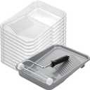 Bates- Paint Tray Set, 9-Inch, Plastic Paint Tray with 1 Tray Liner, Textured Deep Capacity Disposable Paint Tray with Wire Roller Frame, Paint Pan Liners, Transparent Paint Pans Trays
