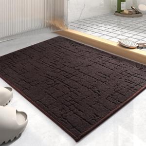 AMOAMI-Bath Mat-Absorbent Quick Dry Bathroom Floor Mats-Washable Rubber Backing Bath Mats for Bathroom Rugs Fit Under Door-Bath Rug for in Front of Sink Bathtub Shower Room, Brown 20''x32''