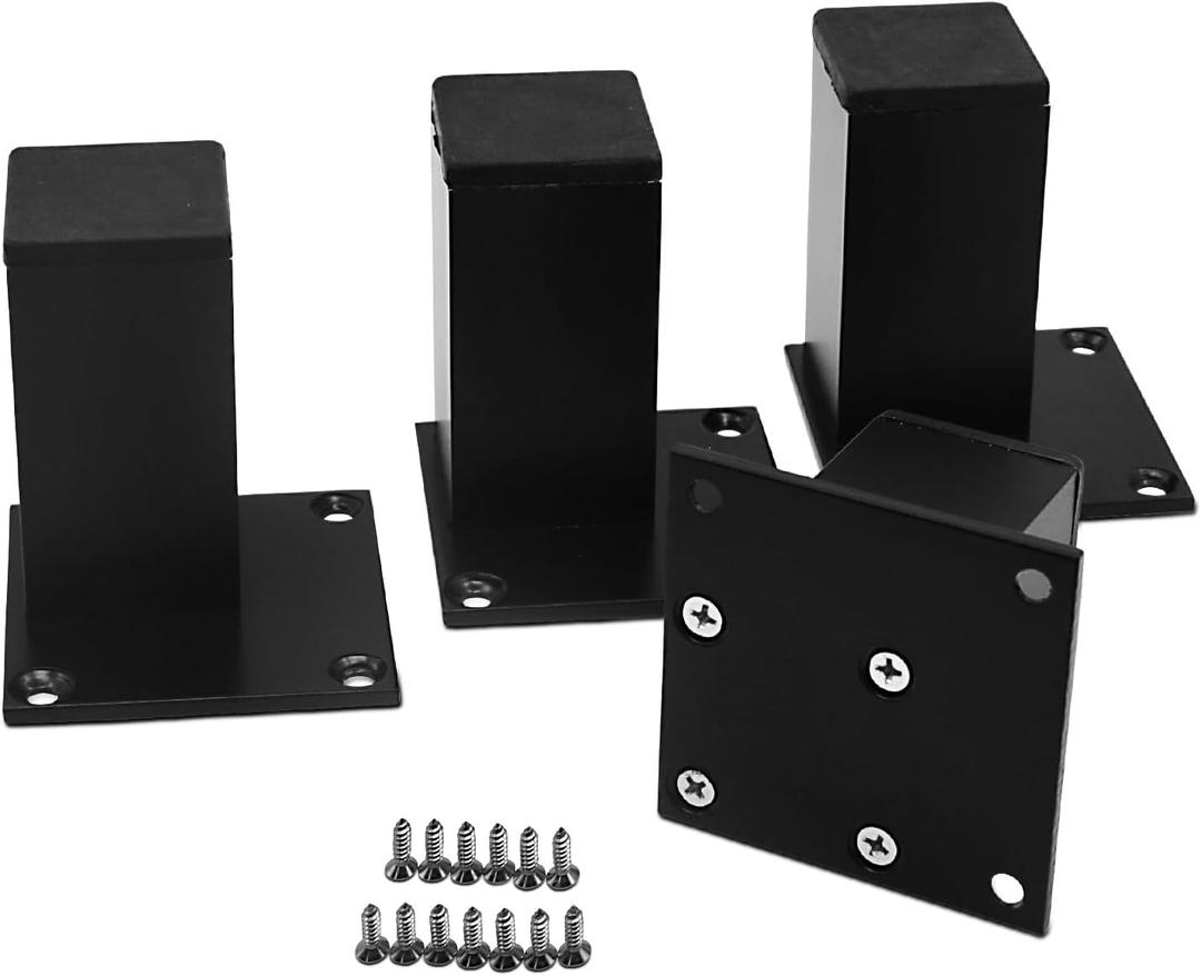 Saim Metal Furniture Legs, Square Metal Cabinet Support Foot for Sofa, Cabinet, Bookshelf, Bed and Table - 4Pcs 3inch Black