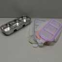 4 Pack Stainless Steel Snack Containers with Lids, 3-Compartments Reusable Lunch Box for Adults, Food Storage Containers Divided Meal Prep Box for Home, Work, Travel