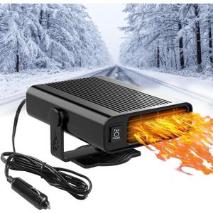 Car Heater, 12V Car Heaters for Vehicle, 150W, Car Heater that Plug in Cigarette Lighter, 2 in 1 Fast Heating Defrost Defogger