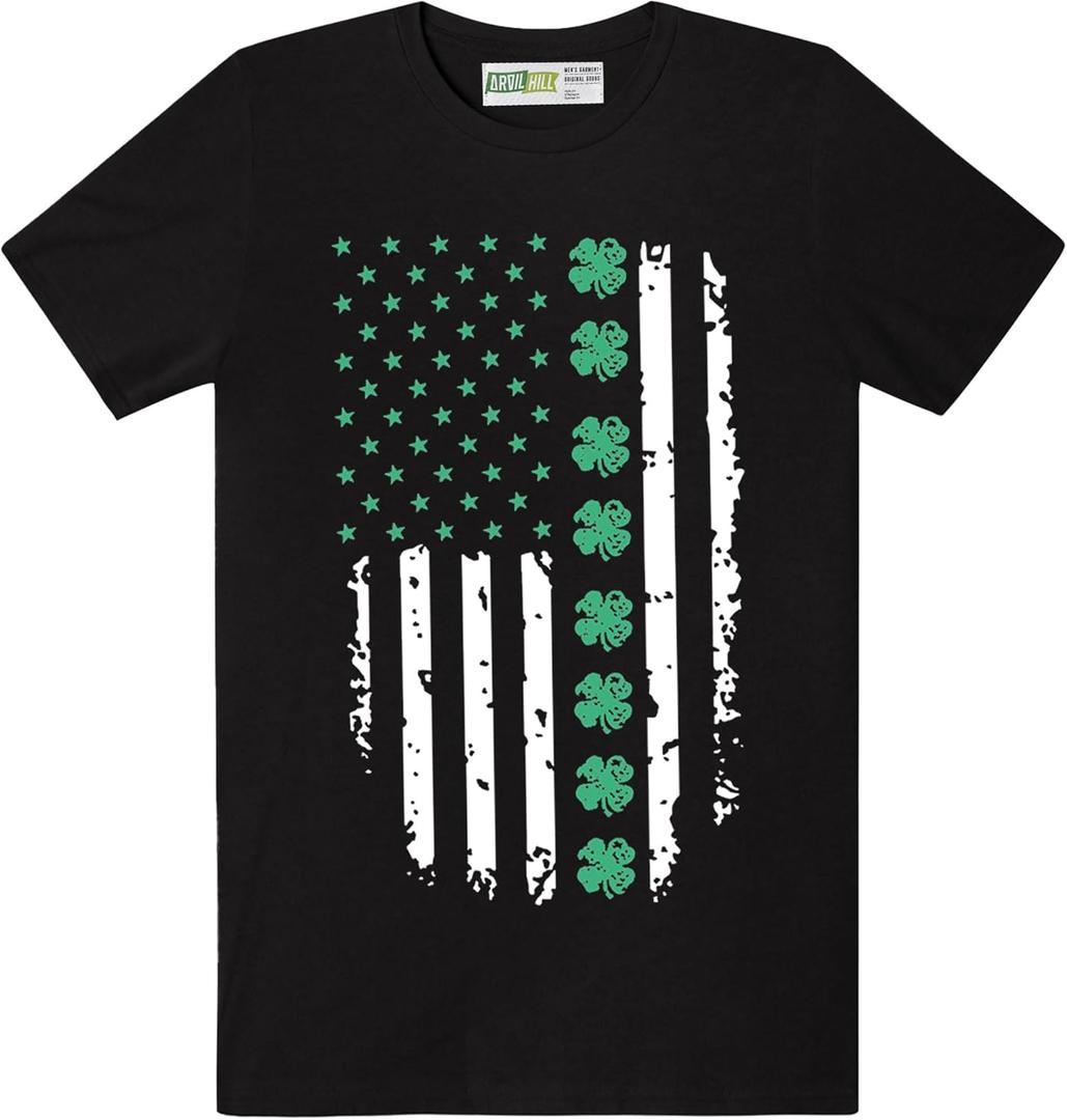 Arvilhill Men's St Patrick's T-Shirts Short Sleeve Irish Shamrock Shirt (S-3XL) (X-Large, Irih Flag)