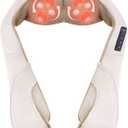 TRIDUCNA Shiatsu Neck Shoulder Back Massager with Heat - Electric Deep Tissue 3D Kneading Massage Pillow for Lower Back, Calf, Legs, Full Body Muscle Relaxation, Home, Office, and Car Use (Beige)