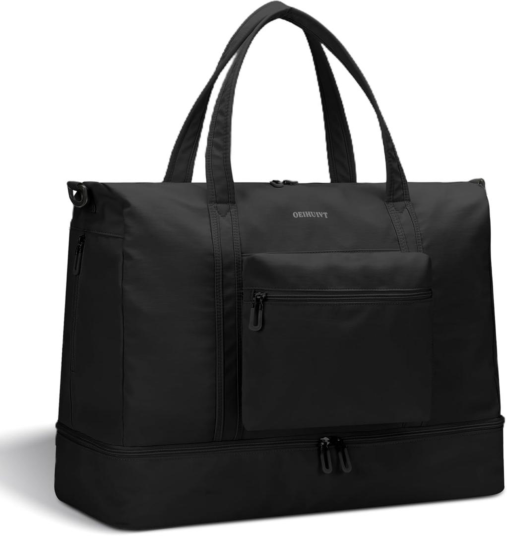 Women's Weekender bag Travel Duffel Bag with Shoe Compartment 21-inch Airline-Approved Carry-On, 2-Piece Overnight Bag Set Personal Item Luggage