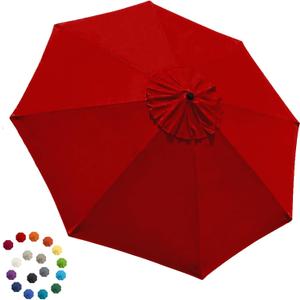 EliteShade USA 9FT Patio Umbrella Replacement Covers 8 Ribs Market Umbrella Canopy Cover (CANOPY ONLY) (Red)