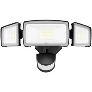 HGGH Motion Sensor Outdoor Lights  Flood Lights Outdoor Security Light, LED Floodlights IP65 Waterproof 6000K 38W 4200LM with 3 Adjustable Heads, Exterior Light for House, Backyard, Porch (1pack, Black)