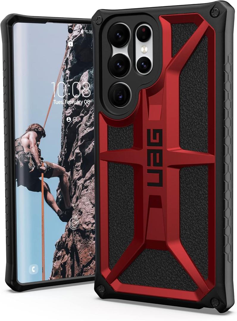 URBAN ARMOR GEAR UAG Designed for Samsung Galaxy S22 Ultra Case Red Crimson Rugged Lightweight Slim Shockproof Premium Monarch Protective Cover, [6.8 inch Screen]