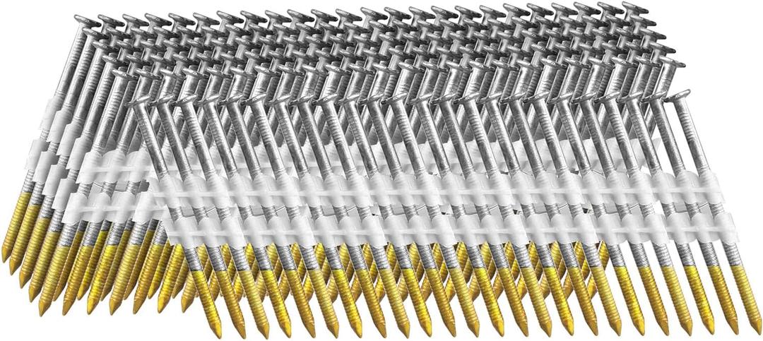 21 Degree Framing Nails 1000 Count, 2-Inch x .113" Ring Shank, Full Round Head Hot Dipped Galvanized, for Pneumatic Electric 20 to 22 Degree Framing Nailer