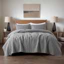 WDCOZY Oversized California Cal King Size Quilt Bedding Sets with Pillow Shams, Dark Grey Lightweight Soft Bedspread Coverlet Bed Cover, All Season Spring Summer, 3 Pieces, 116x106 inches