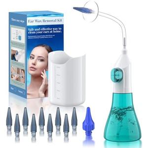 Ear Wax Removal, Ear Cleaner, Ear Cleaning Kit, FSA HSA Eligible, Manual Ear Irrigation Flushing System, Ear Wax Removal Kit, Safe and Effective to Clean Ear Built Up Wax