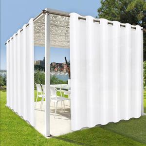 OutdoorLines Waterproof Indoor Outdoor Curtains for Patio-Privacy Sun Blocking Grommet Curtain Panel Weatherproof, UV Resistant Curtains for Gazebo, Front Porch, Pergola 100W x 84L Inch 1 Panel White