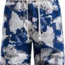 Mylldey Mens Shorts Casual Relaxed Fit Men's Walk Elastic Waist Drawstring Flat Front Shorts (Blue, L)