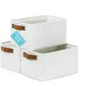 OrganiHaus Small Fabric Storage Baskets 3 Pack, 12x8in Cloth Storage Bins for Shelves, Small Baskets for Organizing Pantry Closet, Canvas Shelf Baskets, Off-White