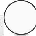 1pack 24 Inch Remote Control Dimmable Large LED Flush Mount Ceiling Light, 50w Led Ceiling Light, 2700K-6000K Selectable 4980lm Ceiling Lights, Super Slim Led Light Fixture for Bedroom Kitchen(Black)