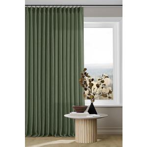 Pleated Linen Curtains 90 Inches Long for Living Room Pinch Pleat Hooks for Track System Back Tab Custom Made Memory Shape Drape Light Filtering Olive Green Living Room Bedroom Window Curtain 90 Inch (40"W x 90"L (Pack of 2))