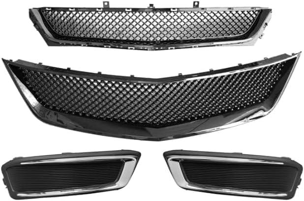 Impala Grille Front Upper & Lower Grille With Fog Light Cover Set Compatible With 2014 2015 2016 2017 2018 2019 2020 Chevy Impala LT LS