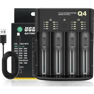 XTAR Dragon VP4L Plus Charger 4-Slots Intelligent Universal Battery Charger Analyzer Tester for 14500 18650 21700 26650 32650 AAA AA C D Batteries 11.1V /3S Battery Pack