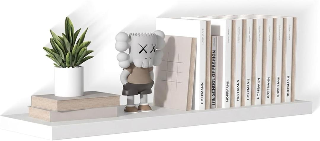 40 Inch Floating Shelf 1 Pack Large Floating Shelves for Wall No Drilling Accessories Included Deep Wall Shelves for Living Room Kitchen Farmhouse 40" W x 12" D x 1.2" White