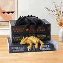 Wnsamoddy Dragon Bookshelf Decor Set, Solid Resin Fantasy Bookends, Black and Gold Dragon Statues for Shelves, Dark Academia Book Nook Accessories, Unique Gift for BookTok Readers & Romantasy Fans