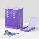 CATEARED 2-in-1 Diamond Art Trays With Lids,Anti-static Diamond Art Storage Containers, Diamond Art Accessories Diamond Painting Trays with Lids & Line-Up, Box Package (Violet, 15 piece Tray Kit)