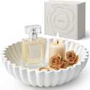 Decorative Fruit Bowl for Home Decor, Keys Centerpiece Coffee Table Entryway Modern White Concrete Handmade Rustic Potpourri Display Aesthetic Serving Vintage Bowls Decor for Kitchen Counter, Candy