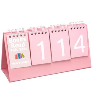 2 x Poola Voidra Books Read This Year Counter Book Tracker for Reader, Pink