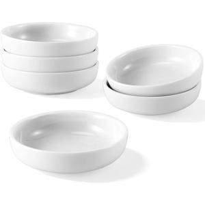 6 PACK Ceramic Dipping Bowls, 3.3 oz Small White Soy Sauce Dish, White Ceramic Seasoning Dishes, Side Dish Bowls for Condiment Sushi Appetizer Seasoning