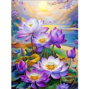 Acudotr Lotus Diamond Painting Kits for Adults, 5D DIY Diamond Art Kits for Beginners, Full Drill Diamond Painting Kits for Home Wall Decor, 12x16 Inch