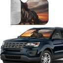 Windshield Sun Shade for Car Trucks SUV Black Horse Retractable Front Window Sun Visor Foldable Sunshade Protector for Car Windshield Keep Your Vehicle Cool 51 X 27.5Inch