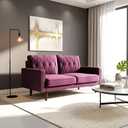 Container Furniture Orion Modern Style Tufted Velvet Couch for Living Room with Soft Fabric Upholstery and Solid Wood Frame, 57.5'' Wide Loveseat, Eggplant