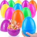12 PCS Jumbo Easter Eggs 6 Inch Colorful Giant Plastic Easter Eggs Fillable Large Suprise Egg for Easter Themed Hunt Basket Stuffers Fillers Filling Treats Party Favors Classroom Prize Supplies