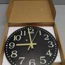 JoFomp Wooden Glow in The Dark Clock, 10 inch Silent Non-Ticking Battery Operated Clock, Energy-Absorbing Luminous Numerals and Hands, Lighted Wall Clock Decoration (Black, 10 INCH)