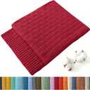 TREELY 100% Cotton Knitted Throw Blanket Couch Cover Blanket(50 x 60 Inches, Red)