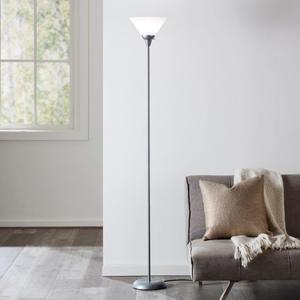 Litex Industries: Torchiere Floor Lamp in Grey Metallic with White Shade